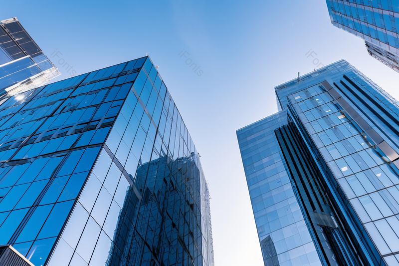 蓝色实拍高楼林立建筑大楼摄影背景,高清,摄影图,摄影图片,图片大全,摄影图免费下载